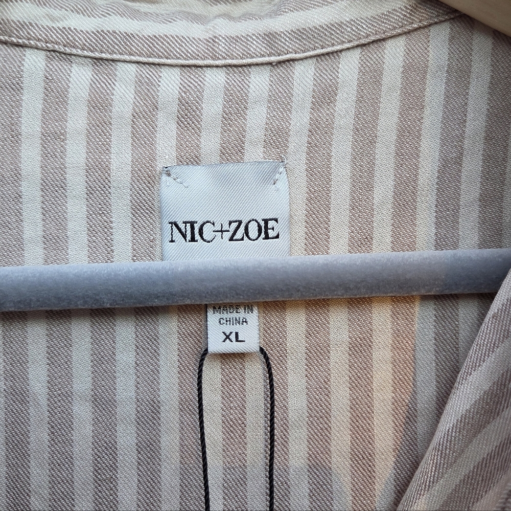 NIC+ZOE Women's Cafe TIE Front Dress Neutral Multi XL - Picture 5 of 5